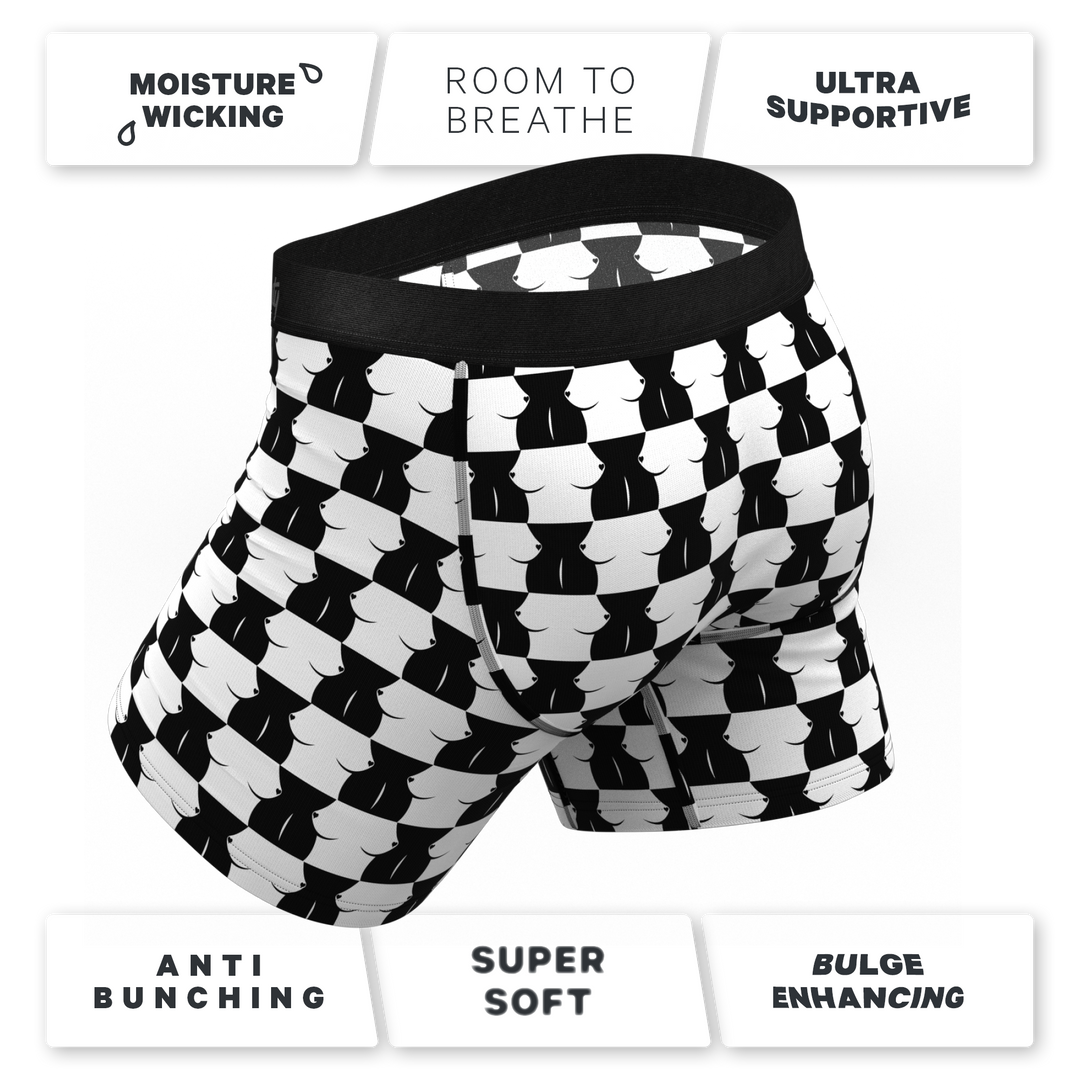Shinesty Checkered "Chest Mate" Boxer Briefs with Ball Hammock® Pouch