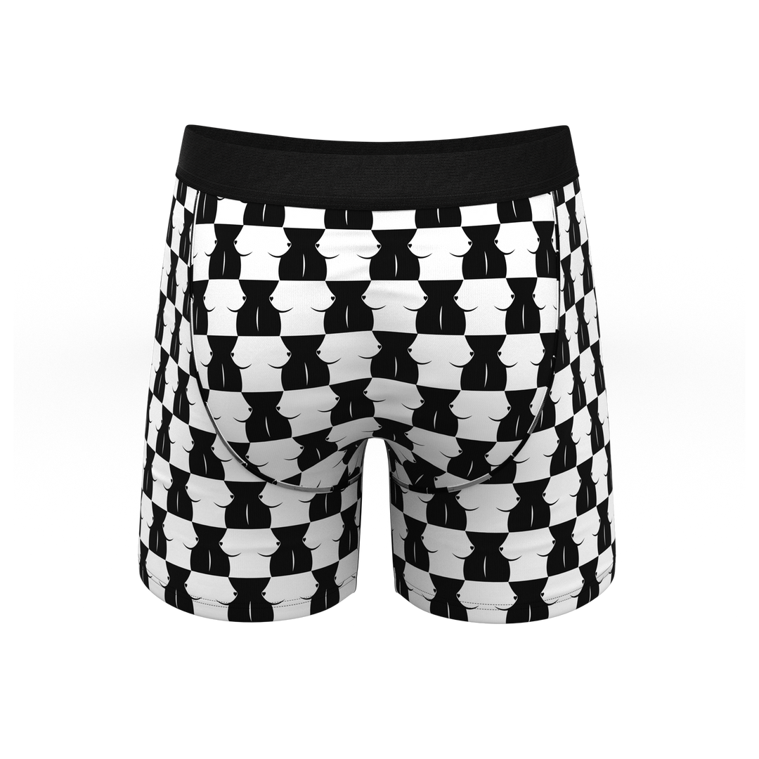 Shinesty Checkered "Chest Mate" Boxer Briefs with Ball Hammock® Pouch