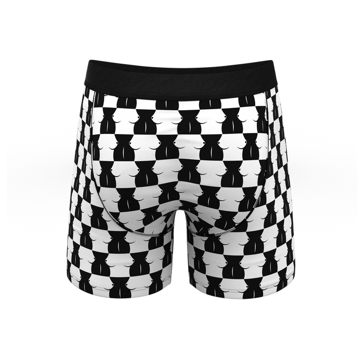 Shinesty Checkered "Chest Mate" Boxer Briefs with Ball Hammock® Pouch