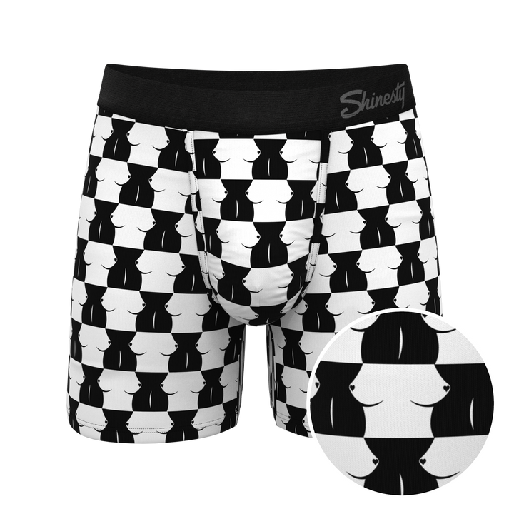 Shinesty Checkered "Chest Mate" Boxer Briefs with Ball Hammock® Pouch