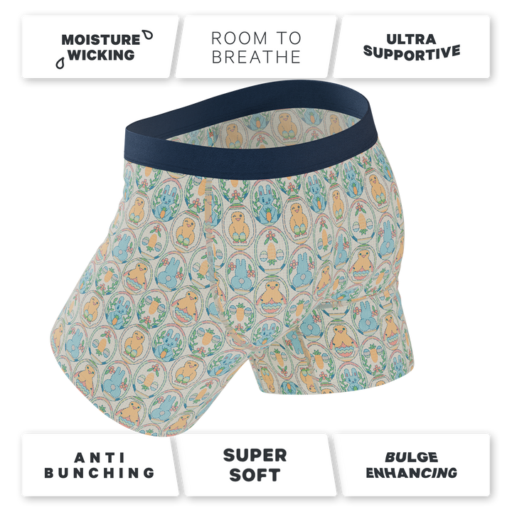 Shinesty "The Chicks Dig It" Men's Ball Hammock® Pouch Underwear – Pastel Easter Boxer Briefs with Fly