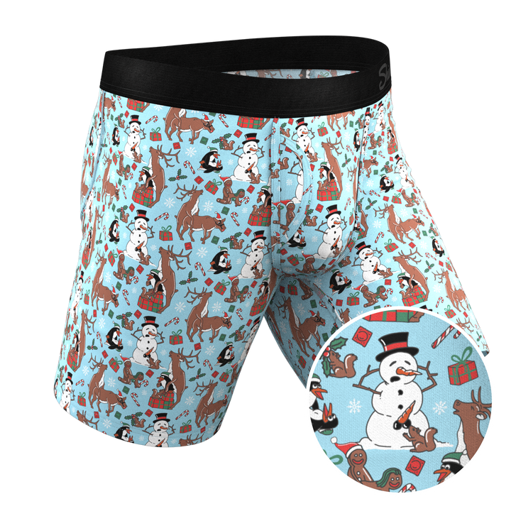 The Christmas Key Party Long Leg Boxer Briefs with Ball Hammock® Pouch & Fly