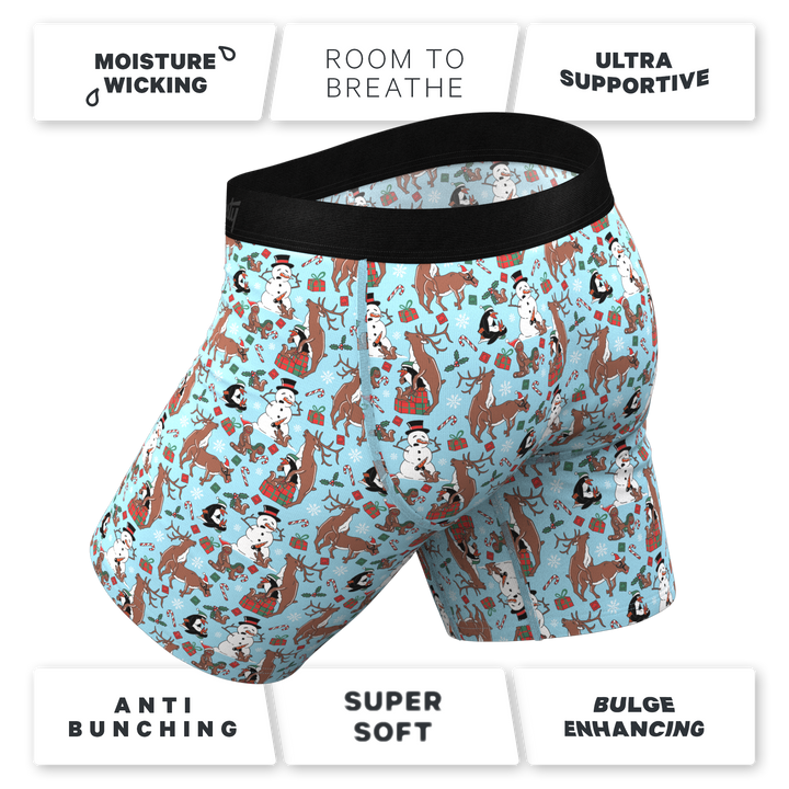 The Christmas Key Party Long Leg Boxer Briefs with Ball Hammock® Pouch & Fly