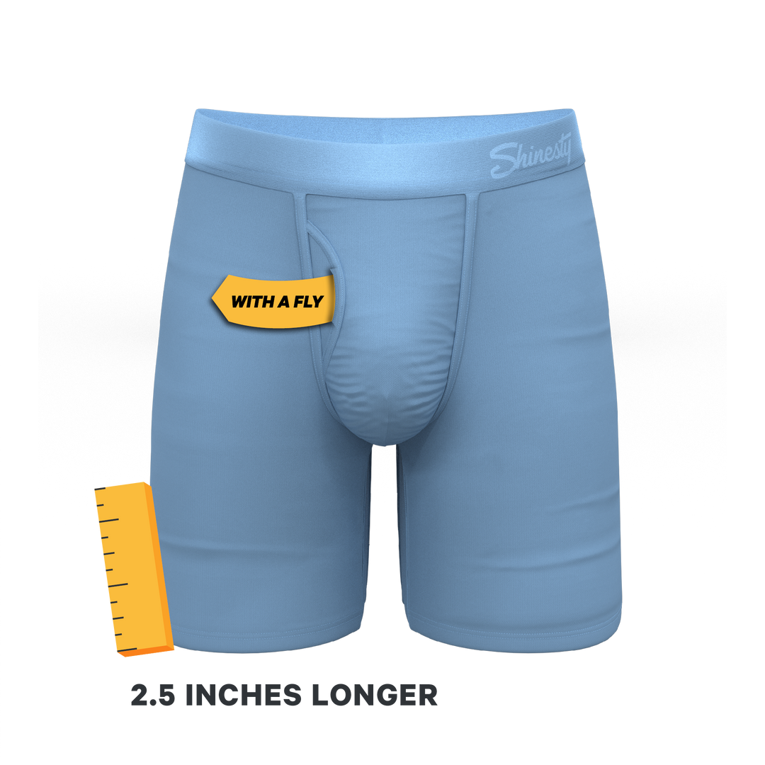 Shinesty "Clear Skies" Light Blue Tonal Long Leg Ball Hammock® Pouch Underwear with Fly