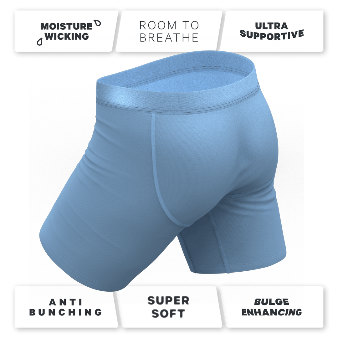 Shinesty "Clear Skies" Light Blue Tonal Long Leg Ball Hammock® Pouch Underwear with Fly