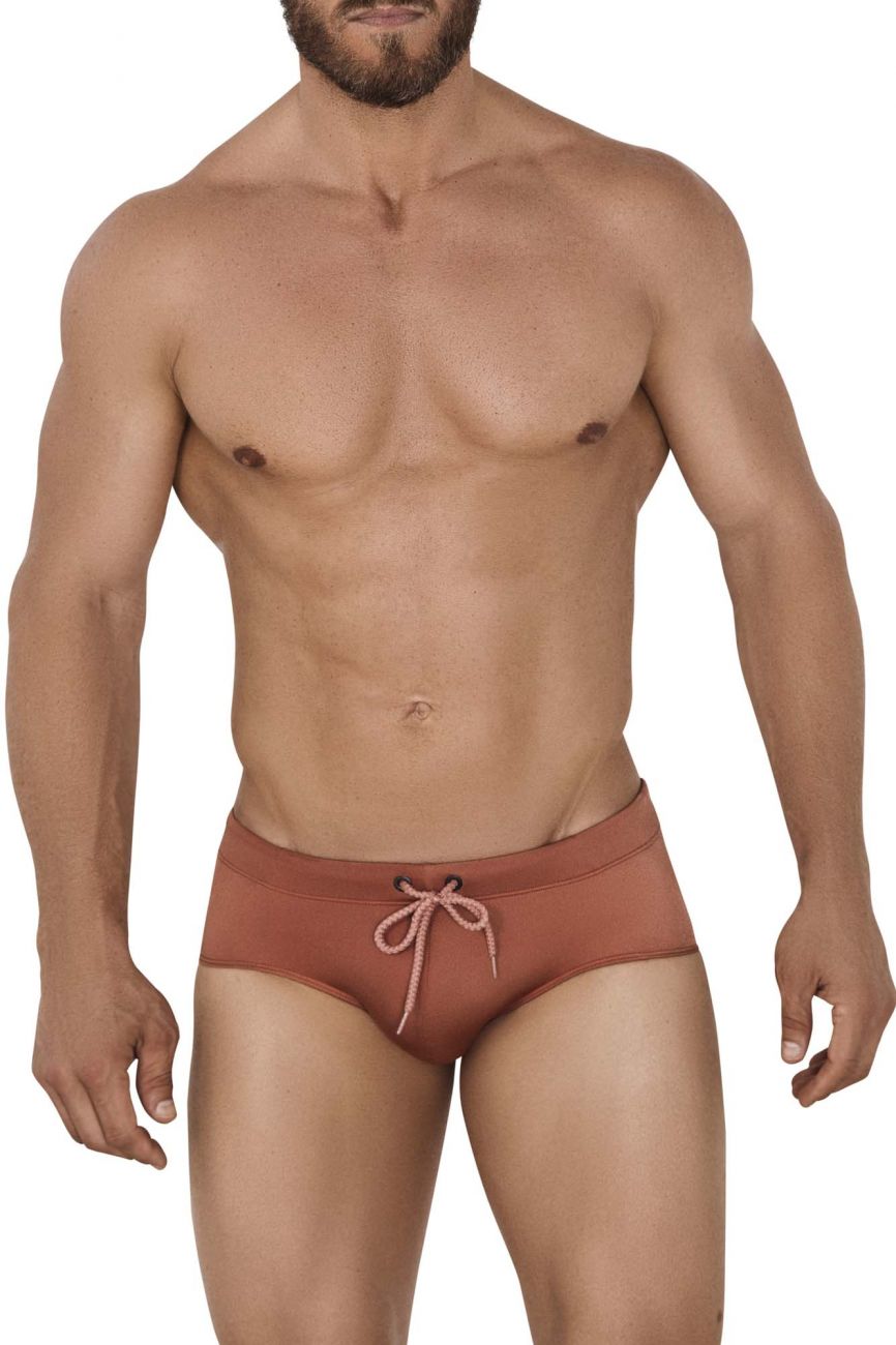 Clever men's ochre Oasis swim briefs – nylon microfiber beach swimwear