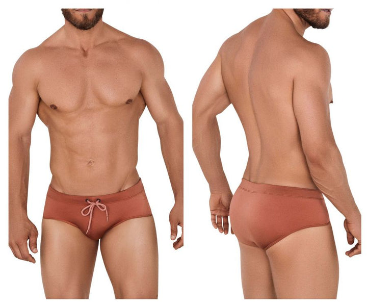 Clever men's ochre Oasis swim briefs – nylon microfiber beach swimwear