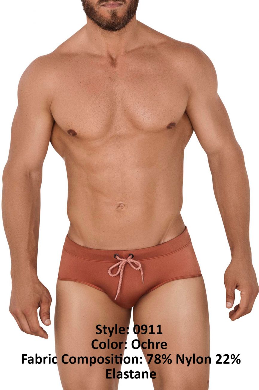 Clever men's ochre Oasis swim briefs – nylon microfiber beach swimwear