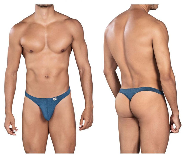 Clever men's blue Set thong – silky microfiber minimal coverage underwear