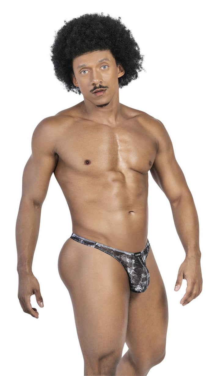 Clever men's 3-pack Australian Latin thongs in black and orange – sheer microfiber underwear