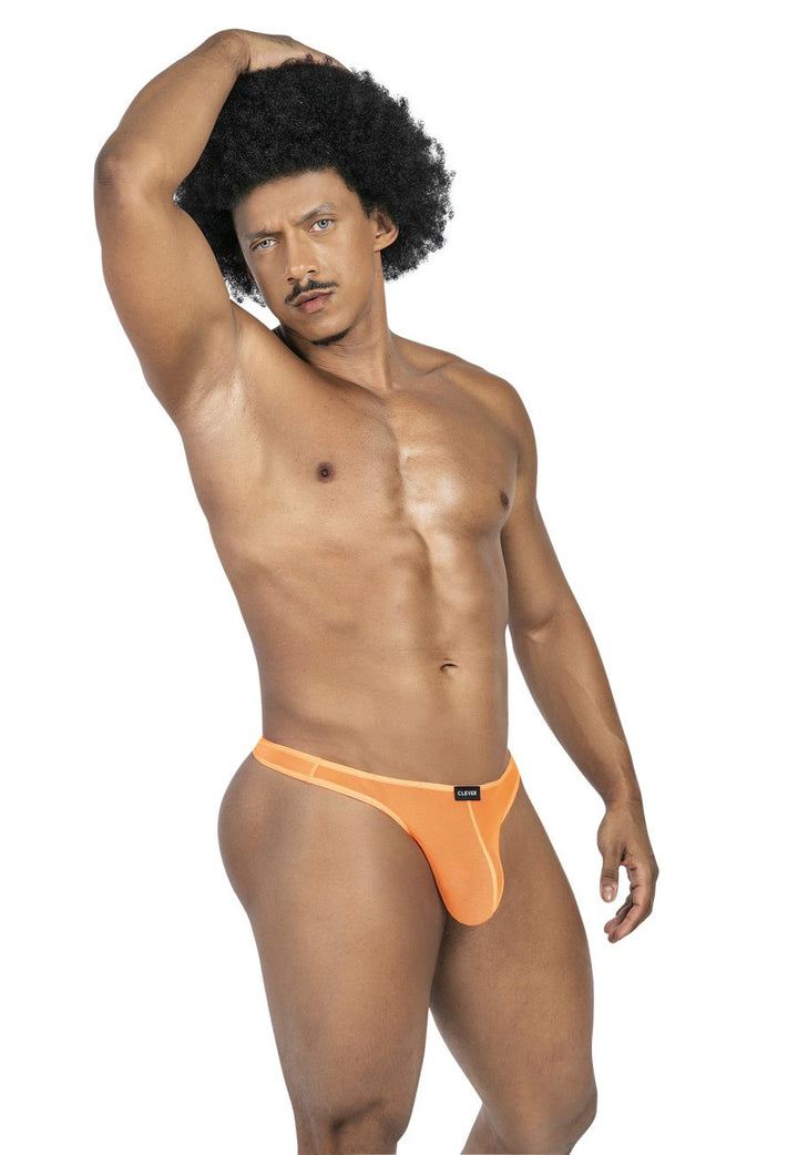 Clever men's 3-pack Australian Latin thongs in black and orange – sheer microfiber underwear
