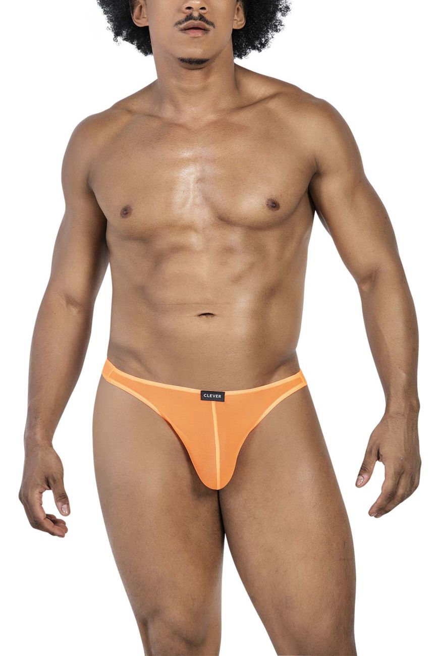 Clever men's 3-pack Australian Latin thongs in black and orange – sheer microfiber underwear