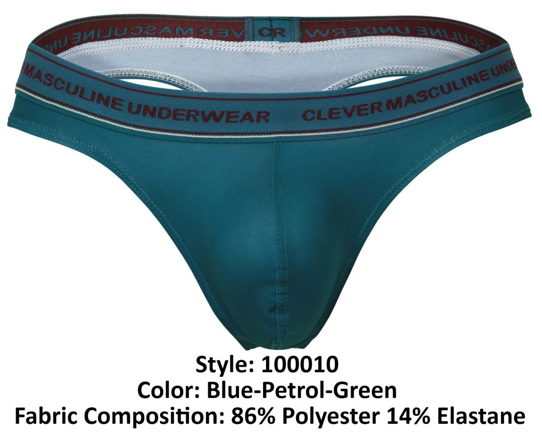 Clever Moda 100010 3PK Australian Latin Thongs in Blue/Petrol/Green – men's thongs