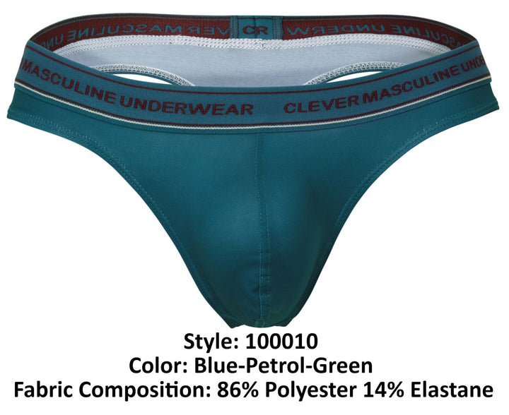Clever Moda 100010 3PK Australian Latin Thongs in Blue/Petrol/Green – men's thongs