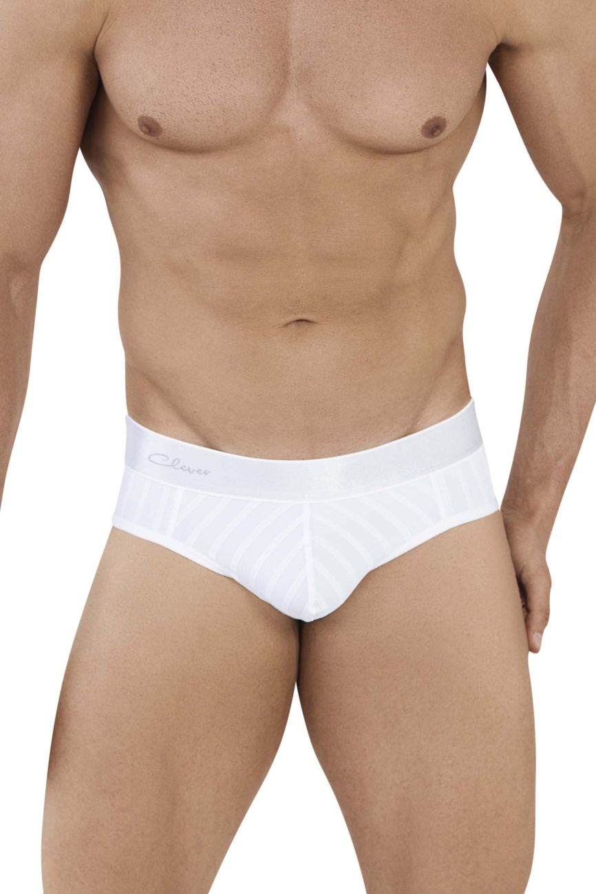 Clever men's white Lucerna briefs – silky nylon microfiber low-rise underwear