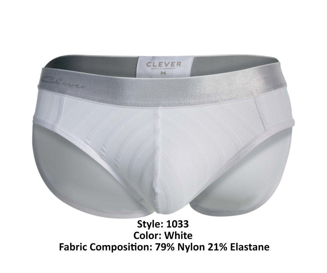 Clever men's white Lucerna briefs – silky nylon microfiber low-rise underwear