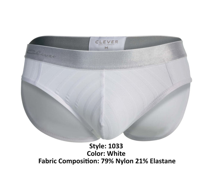 Clever men's white Lucerna briefs – silky nylon microfiber low-rise underwear