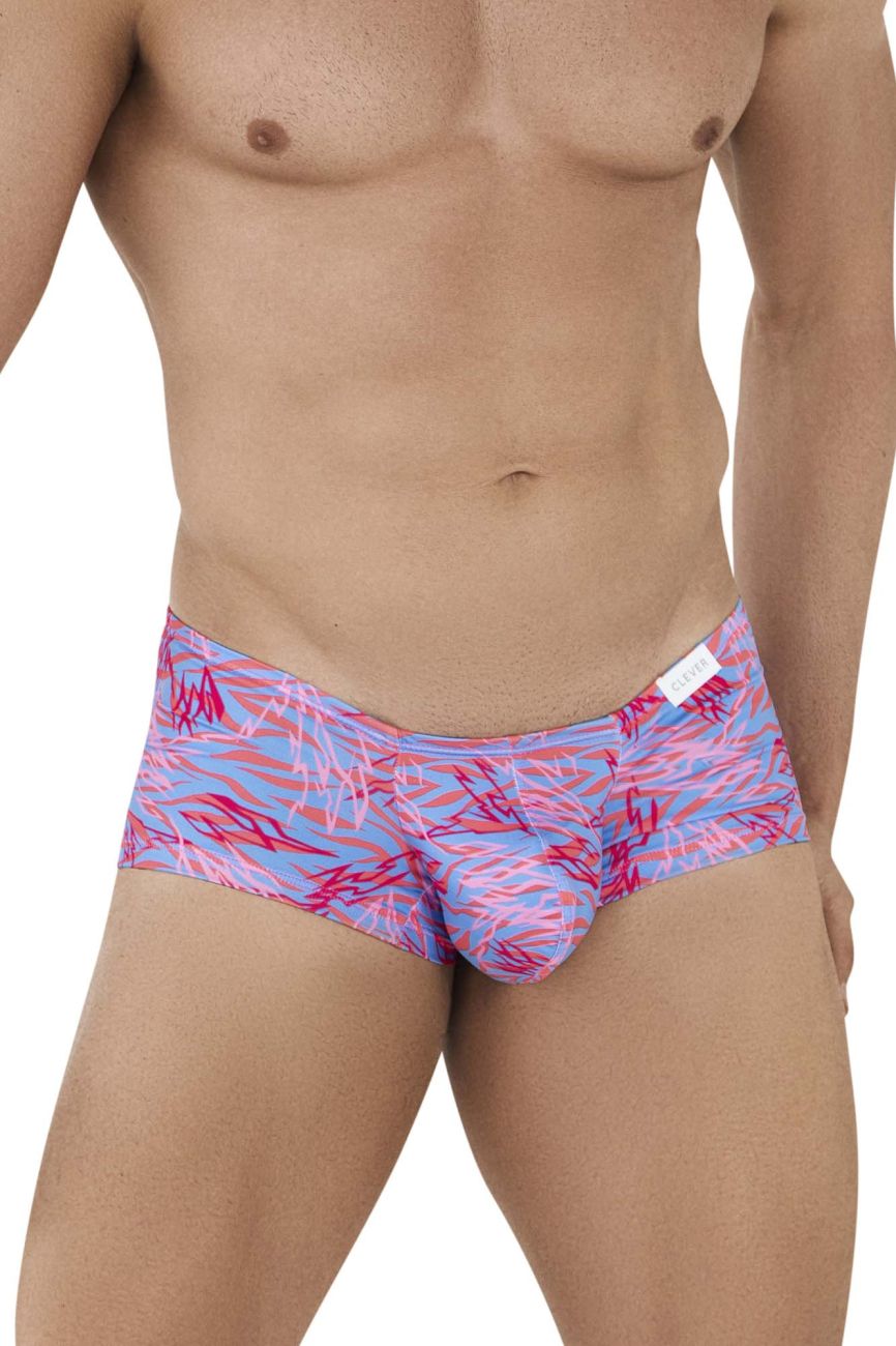Clever men's fuchsia Zug trunks – printed polyester full-coverage underwear