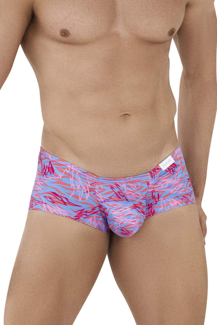 Clever men's fuchsia Zug trunks – printed polyester full-coverage underwear