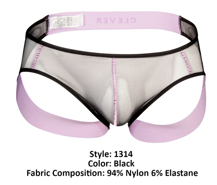 Clever men's black Hunch jockstrap – transparent nylon athletic supporter underwear