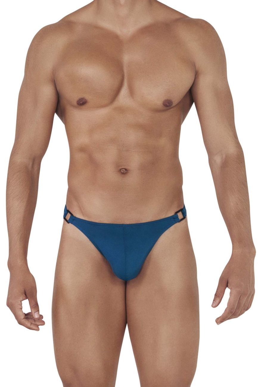 Clever men's petrol blue Flashing thong – nylon minimal coverage low-rise underwear