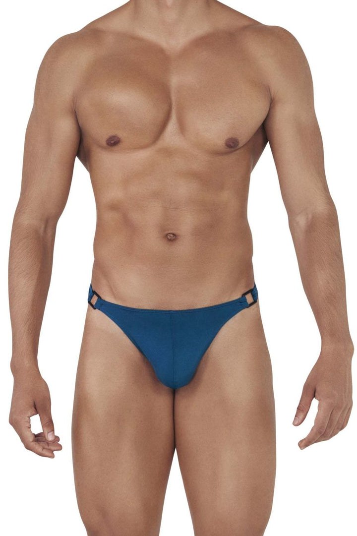 Clever men's petrol blue Flashing thong – nylon minimal coverage low-rise underwear