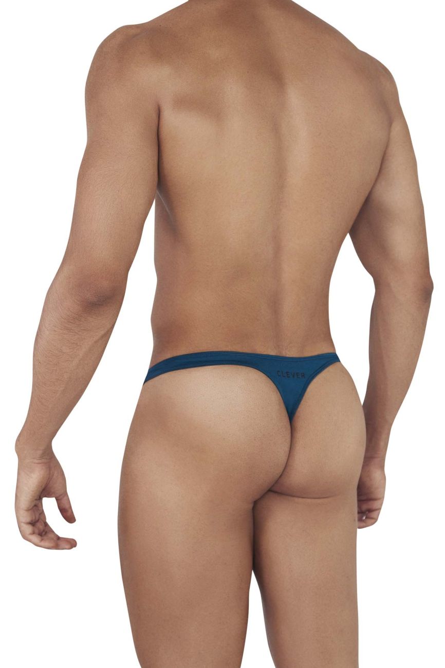 Clever men's petrol blue Flashing thong – nylon minimal coverage low-rise underwear
