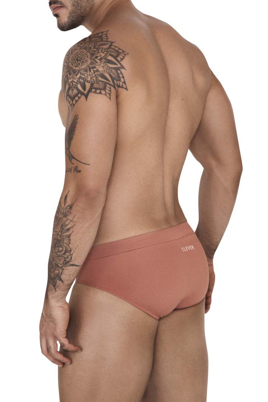 Clever men's ochre Acqua swim briefs – low-rise microfiber beach swimwear