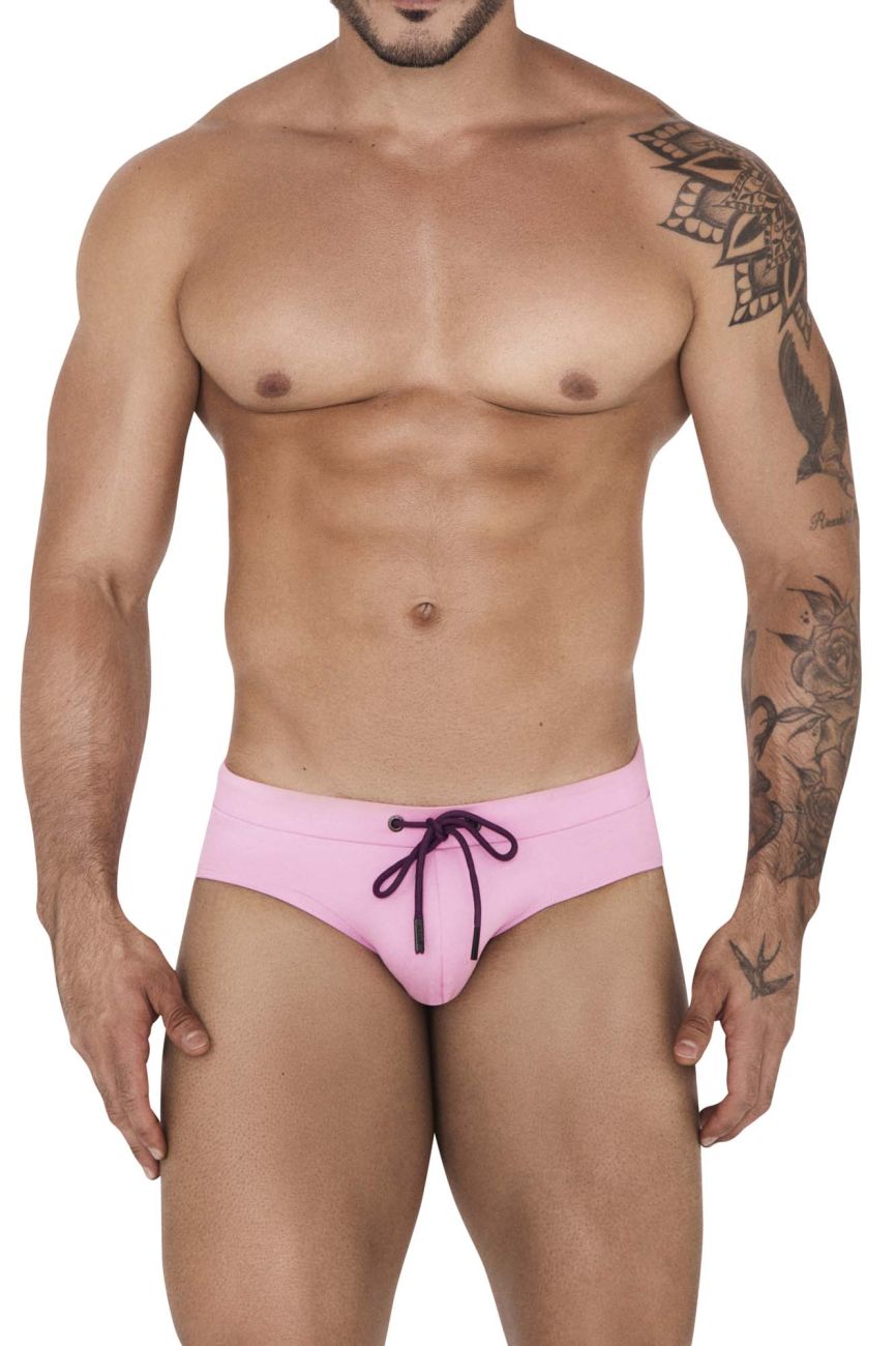 Clever men's pink Acqua swim briefs – low-rise microfiber beach swimwear