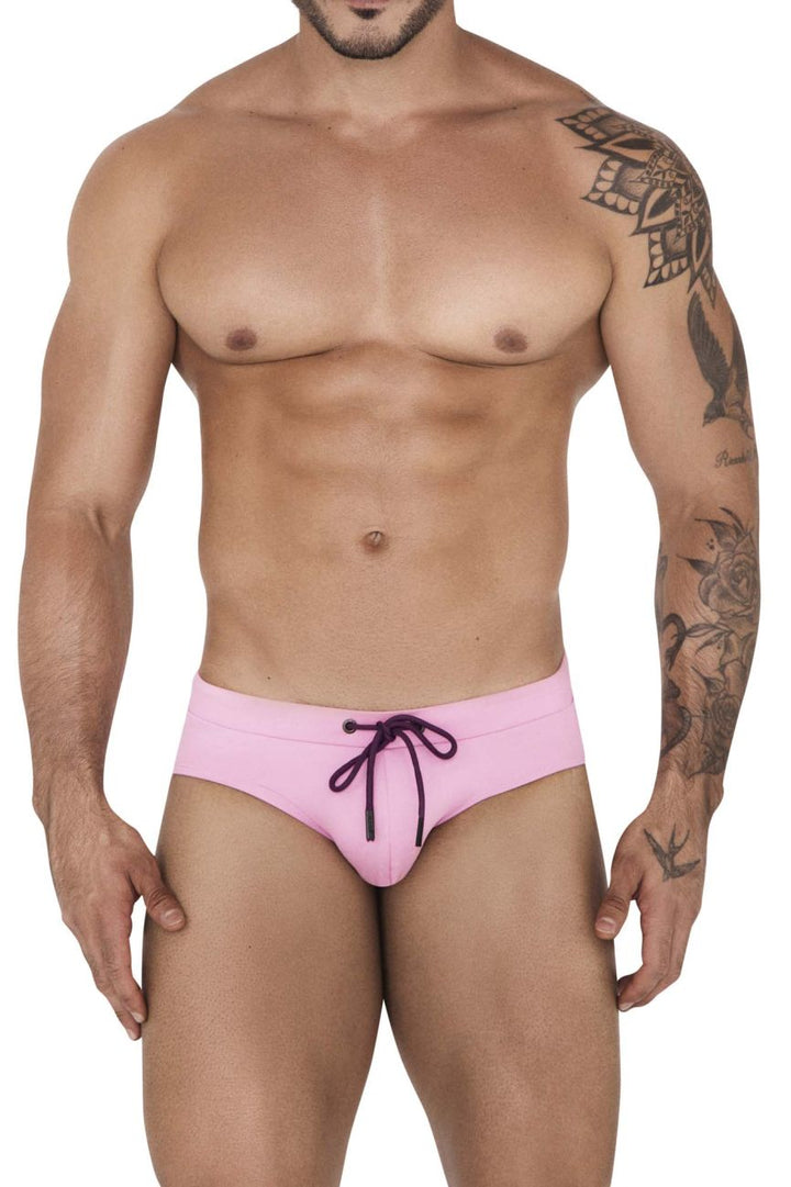 Clever men's pink Acqua swim briefs – low-rise microfiber beach swimwear