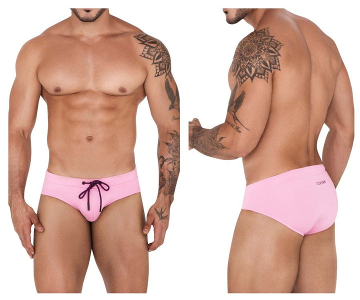 Clever men's pink Acqua swim briefs – low-rise microfiber beach swimwear