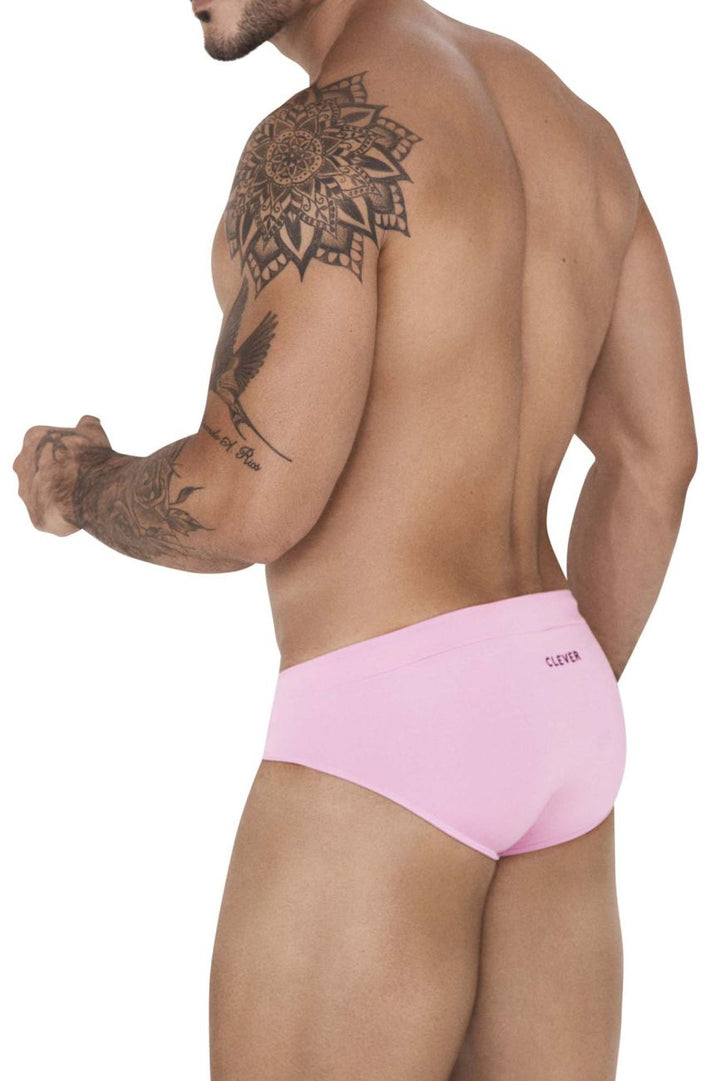 Clever men's pink Acqua swim briefs – low-rise microfiber beach swimwear