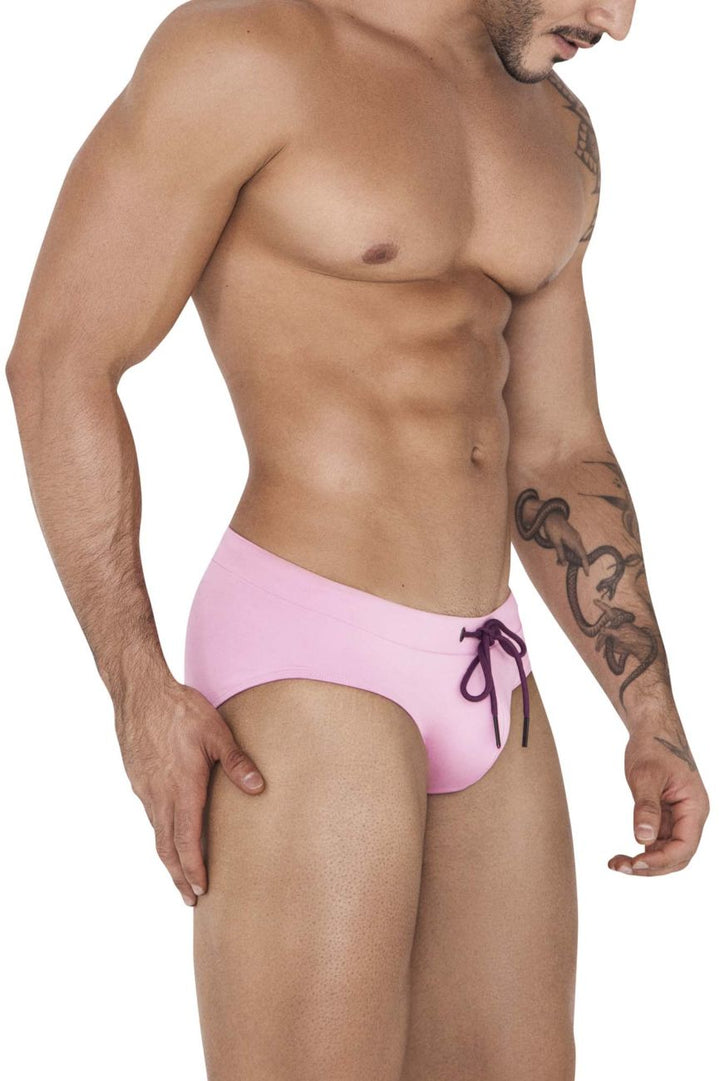 Clever men's pink Acqua swim briefs – low-rise microfiber beach swimwear