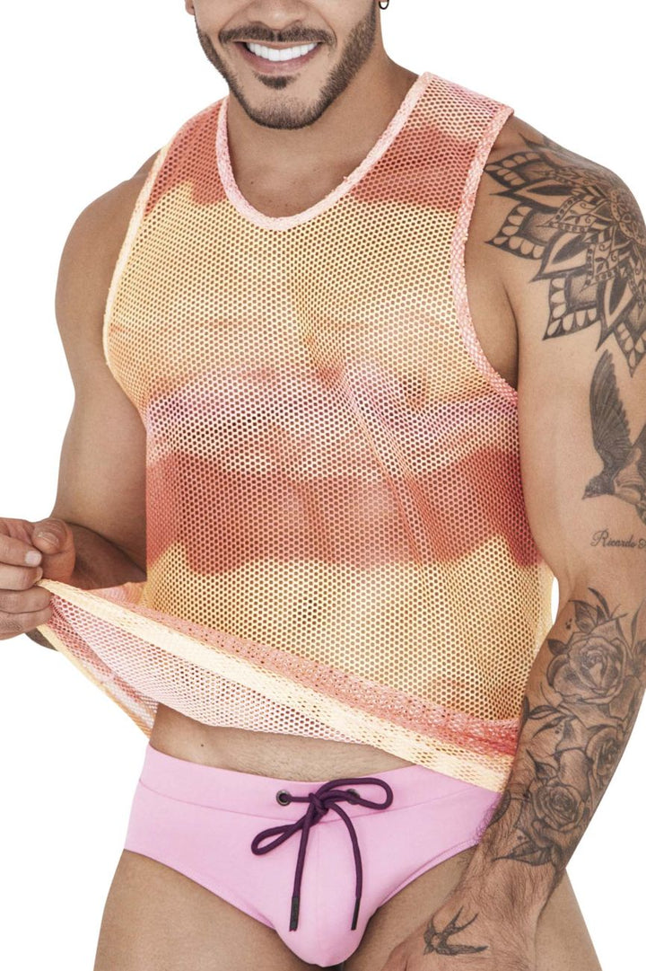 Clever men's yellow Adriatic racer back tank top – athletic sleeveless top