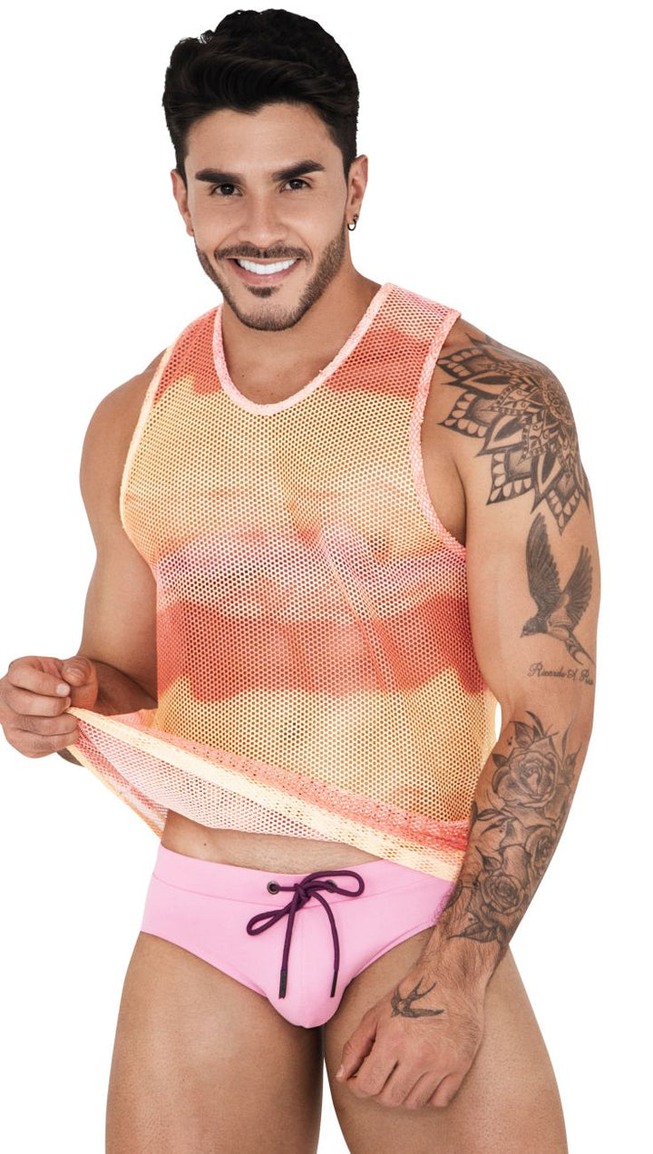 Clever men's yellow Adriatic racer back tank top – athletic sleeveless top