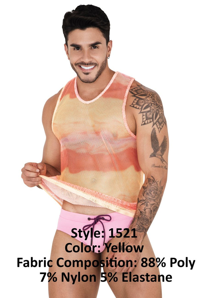 Clever men's yellow Adriatic racer back tank top – athletic sleeveless top