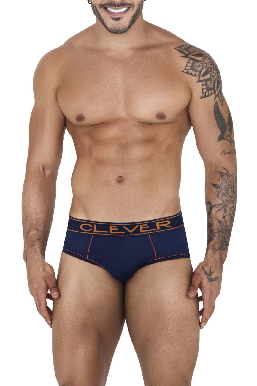 Clever men's dark blue Strait briefs – stretch nylon elastane everyday underwear