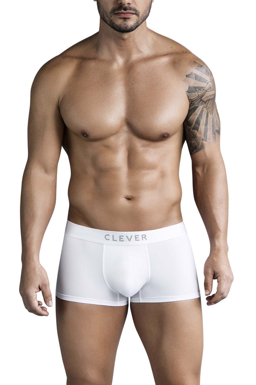 Clever Moda Victor Trunks in White – men's trunks