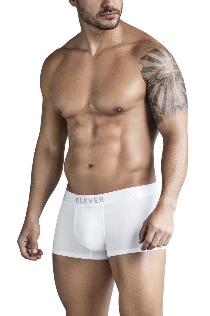 Clever Moda Victor Trunks in White – men's trunks