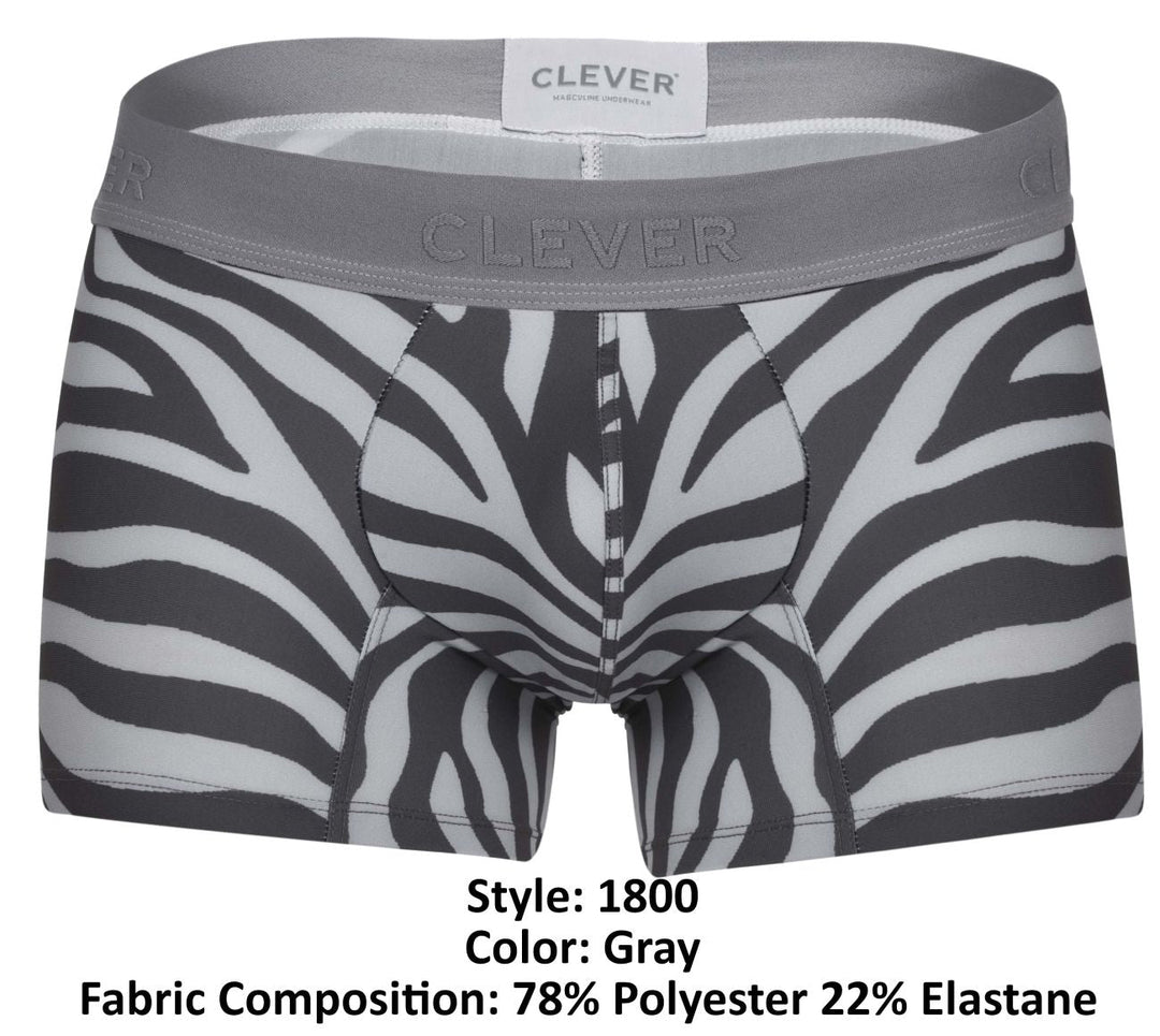 Clever Moda Cebra Men's Trunk Underwear in Gray – men's trunks