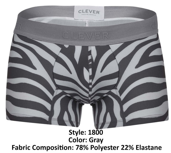 Clever Moda Cebra Men's Trunk Underwear in Gray – men's trunks