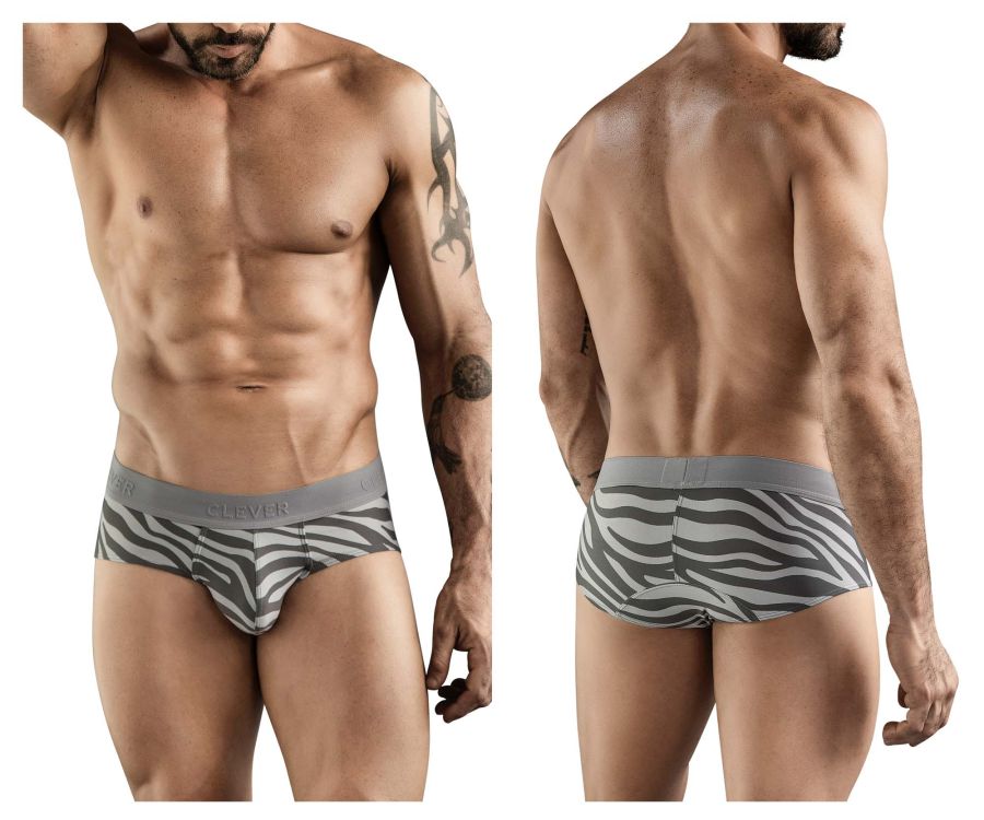 Clever Moda Cebra Men's Bikini Brief in Gray – men's briefs