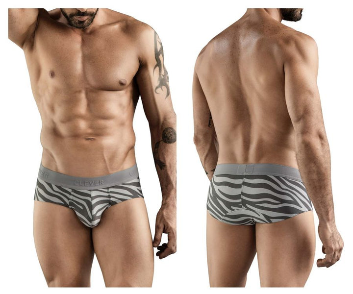 Clever Moda Cebra Men's Bikini Brief in Gray – men's briefs