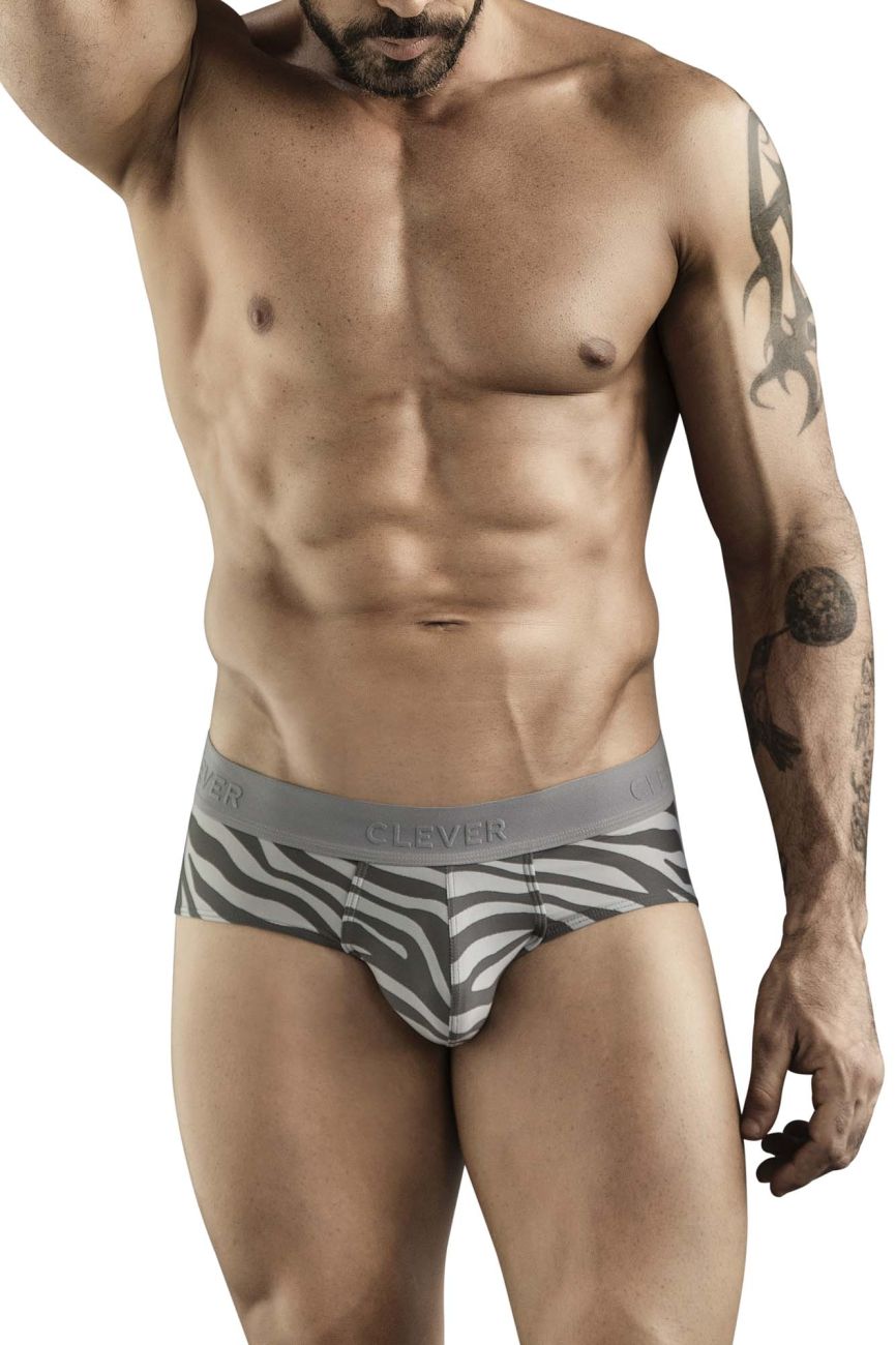 Clever Moda Cebra Men's Bikini Brief in Gray – men's briefs