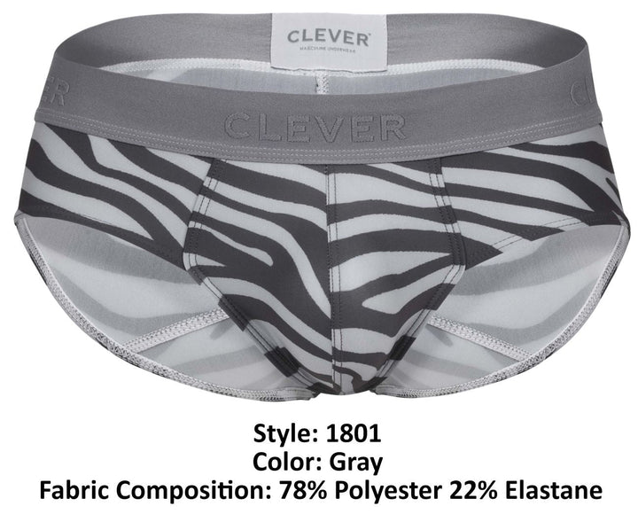 Clever Moda Cebra Men's Bikini Brief in Gray – men's briefs