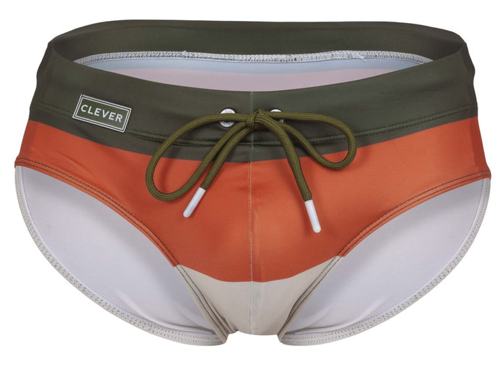 Clever Moda Wave Swim Briefs in Green – men's swimwear