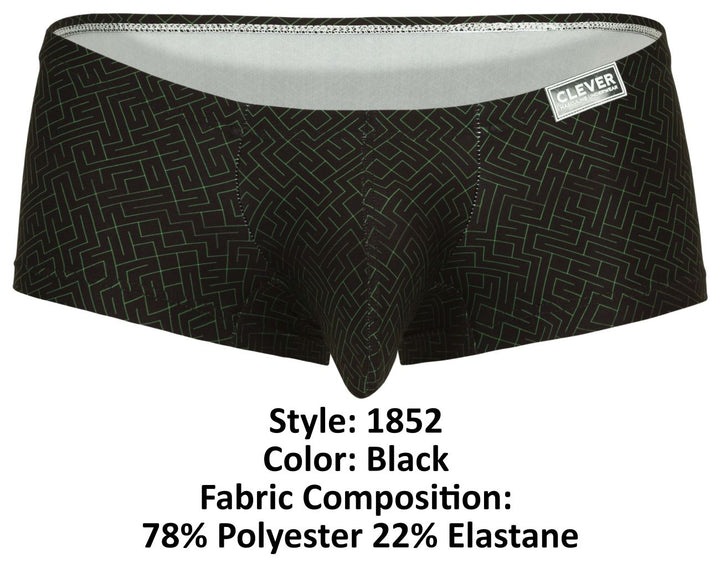 Clever Moda Laberin Men's Trunk Underwear in Black – men's trunks