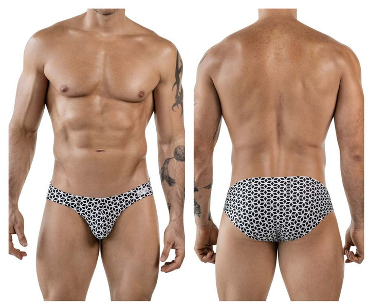 Clever Moda Cuadricula Men's Bikini Brief in White – men's briefs
