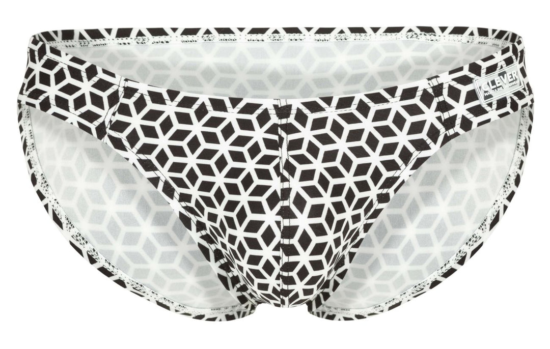 Clever Moda Cuadricula Men's Bikini Brief in White – men's briefs