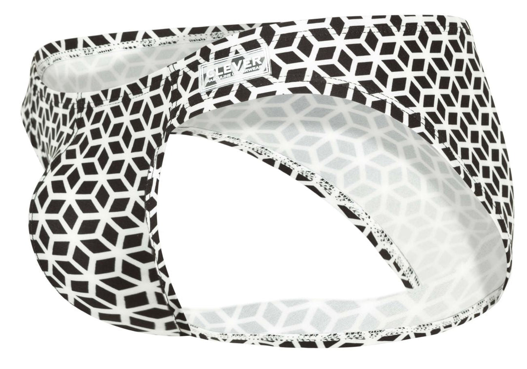 Clever Moda Cuadricula Men's Bikini Brief in White – men's briefs